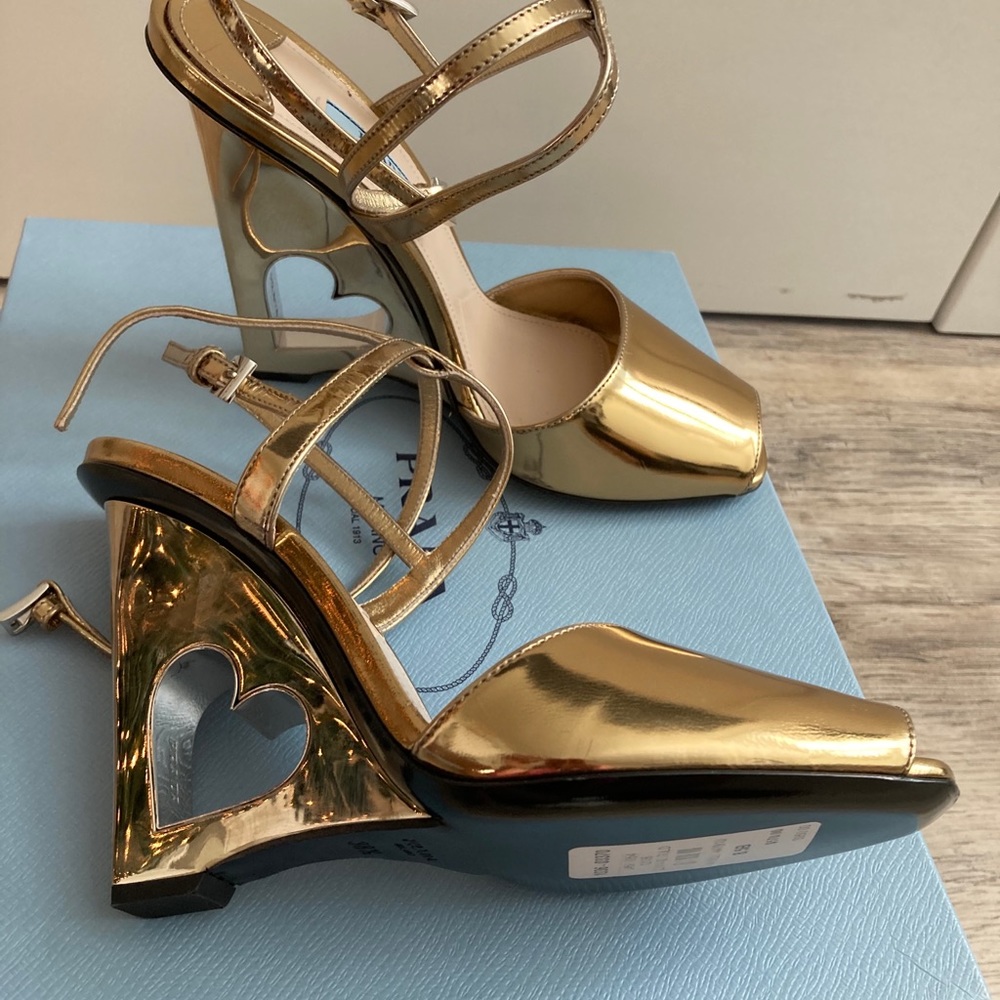 NEW PRADA
Heart-cutout Wedge 110mm Sandal - Picture 2 of 6